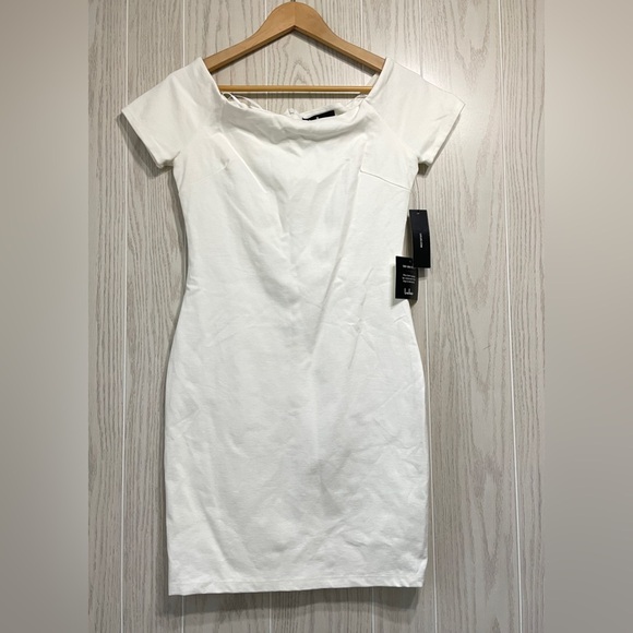 Lulus Me Oh My White Off-the-Shoulder Bodycon Dress Size L NWT - Picture 6 of 7